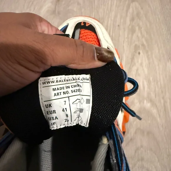 Balenciaga Men's Track Sneakers - Orange, Blue, and Gray
